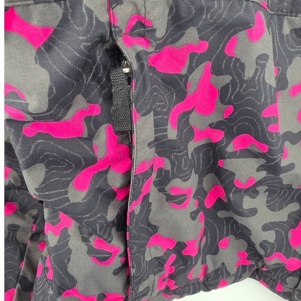 Columbia Pink Grey Camo Hooded Puffer Jacket Pockets Youth Kids Large 14/16 - Picture 7 of 12